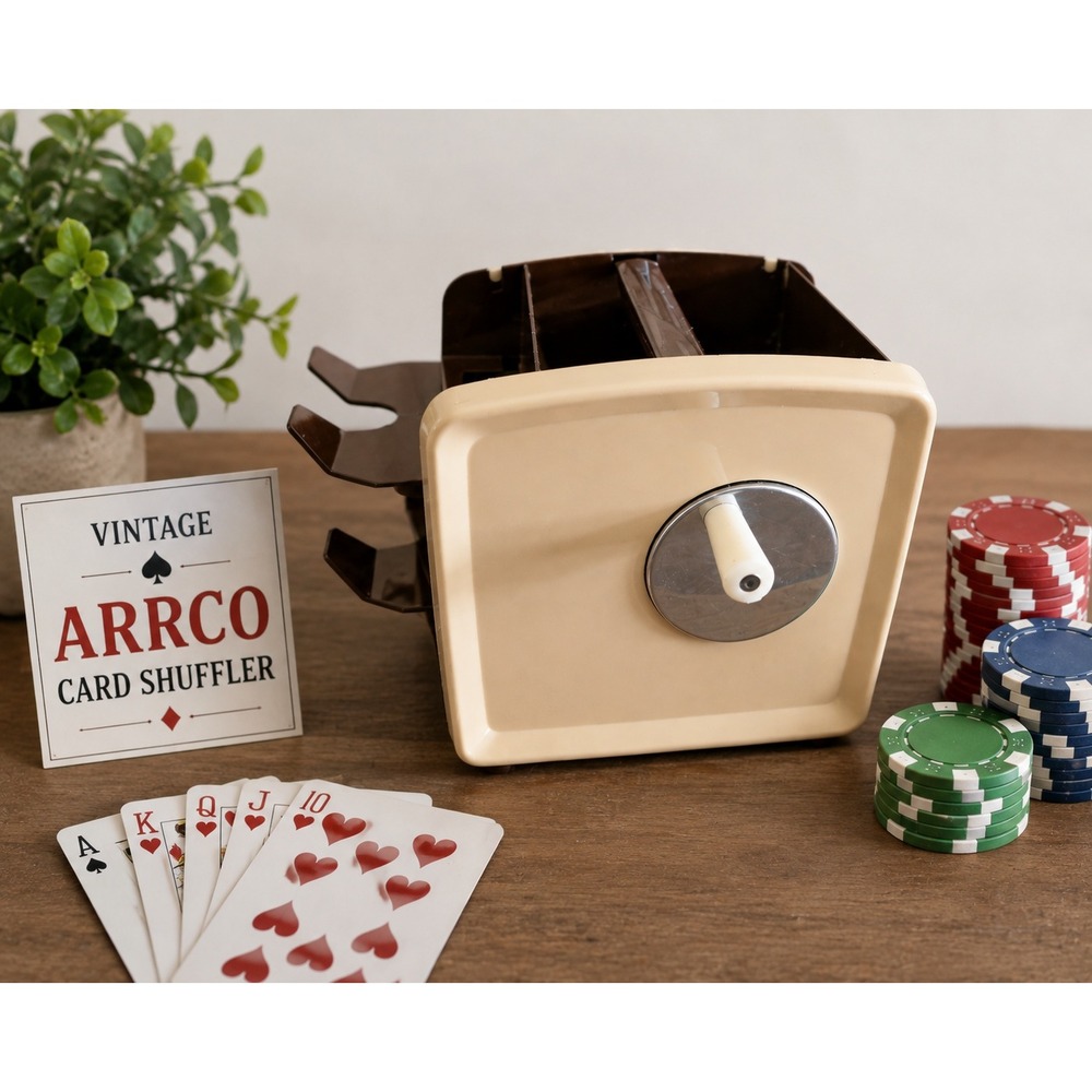 Vintage 1950s ARRCO Playing Card Shuffler Manual Crank MCM Retro Casino Game